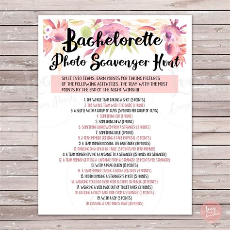 bachelorette party photo scavenger hunt printable instant download etsy