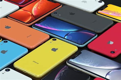 Mosaic Of Iphone Xr All Colours Landscape Editorial Stock Photo