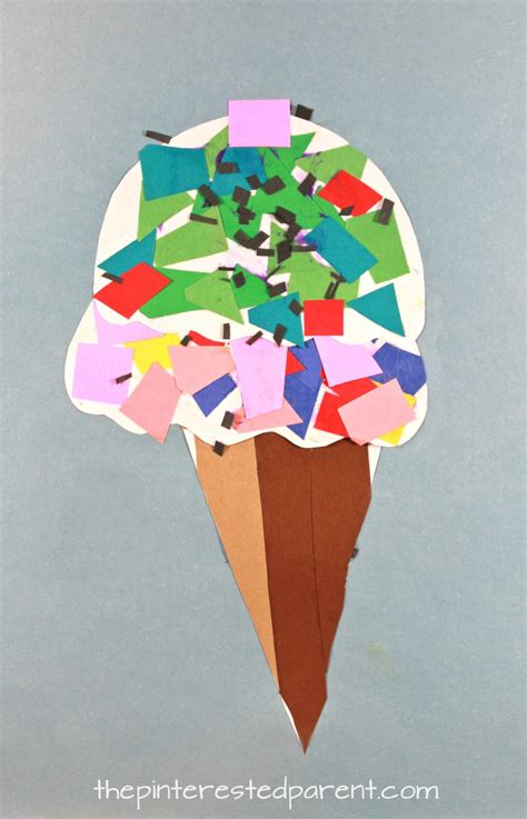 Summer Construction Paper Crafts Printable Paper Mosaic Ice Cream Cone