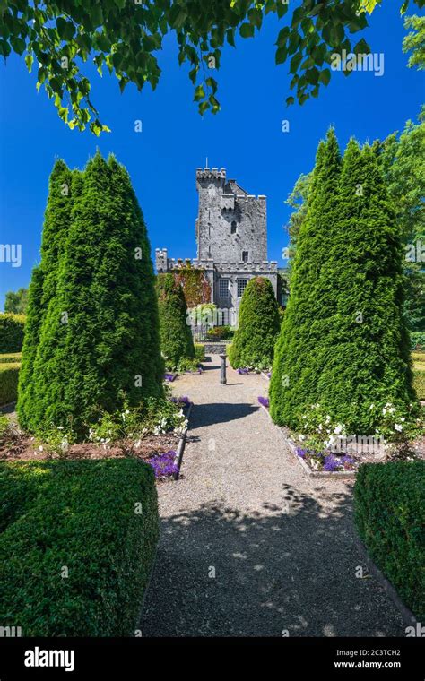 Ireland County Clare Quin Knappogue Castle Seen From The Walled Rose