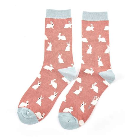 miss sparrow dusky pink rabbits ankle socks