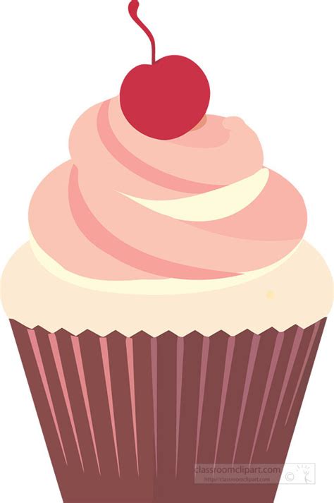 Cupcake Clipart Cupcake With Pink Frosting And A Cherry On Top