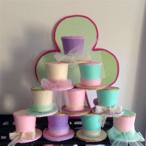 10 Tea Party Centerpiece Mad Hatter Felt Tea Party Hats Top Etsy