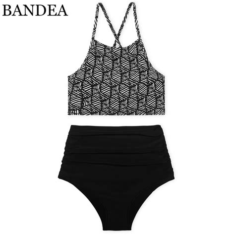 Bandea High Waist Bikini Set Retro Swimwear Women Geometry Print Bikini