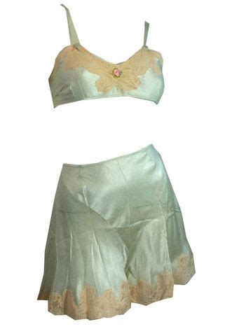 Boudoir Beauty Soft Aqua Silk Bra And Tap Pants Set Circa 1930s