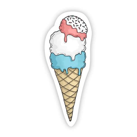 Red White And Blue Ice Cream Cone Sticker Summer Vibes Ice Cream Art