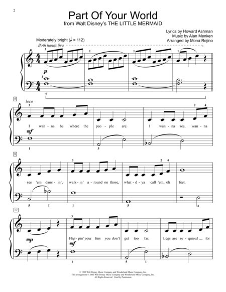Download sheet music arranged for easy piano. Easy Piano Solo. Part of Your World Piano Sheet Music Digital Download. By Alan Menen. From the ...