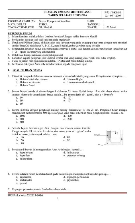 Contoh Soal Essay Fisika Kelas 11 Semester 1 Beserta Jawaban - lasopalessons