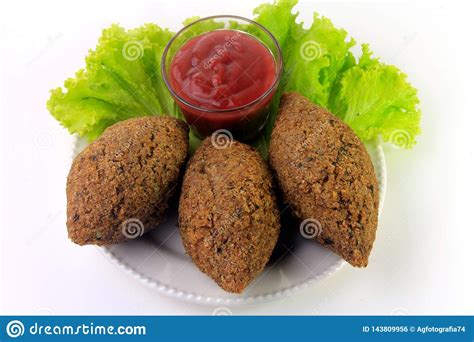 Kibbeh On The Plate Traditional Lebanese Cuisine Food Isolated On