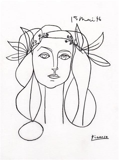 Pablo Picasso Portrait Of Francoise Gilot Conte On Drawing Paper Signed