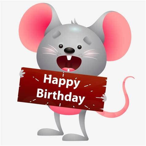 Happy Birthday Wishes Vector Design Images Cute Mouse Wishing Happy