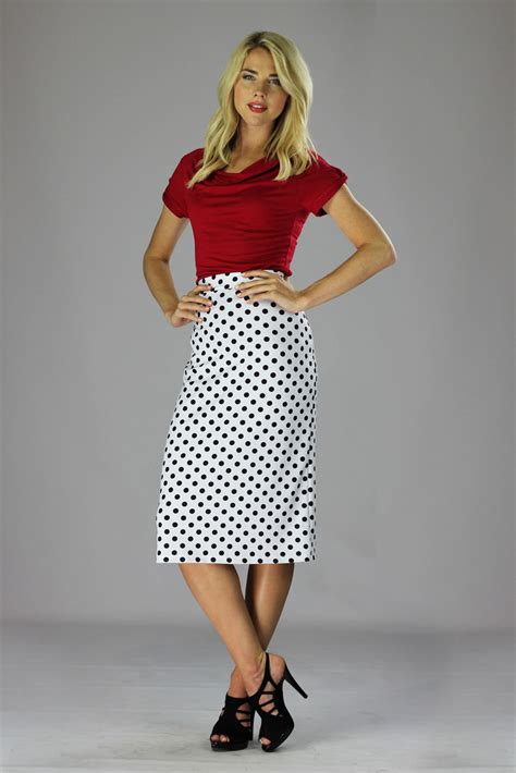 Modest Skirts In Whiteblack Polka Dot