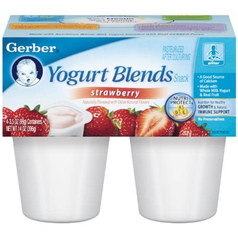 Gerber Yogurt Blends Simply Strawberry 4 Count 35 Ounce Cups Pack Of