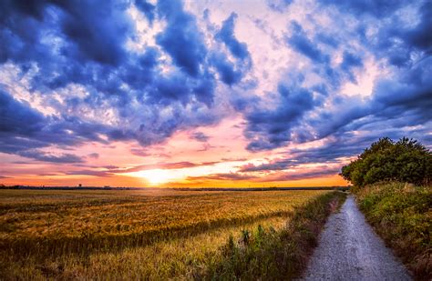 Wallpaper Sunlight Landscape Sunset Abstract Nature Field Road