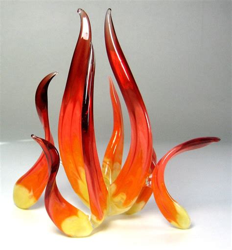 Glass Flames Lampwork Art Sculpture Red By Morninglightglass
