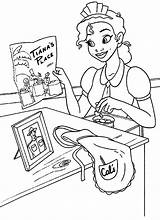 Restaurant Coloring Disney Tiana Spread Advertising Paper Getdrawings sketch template