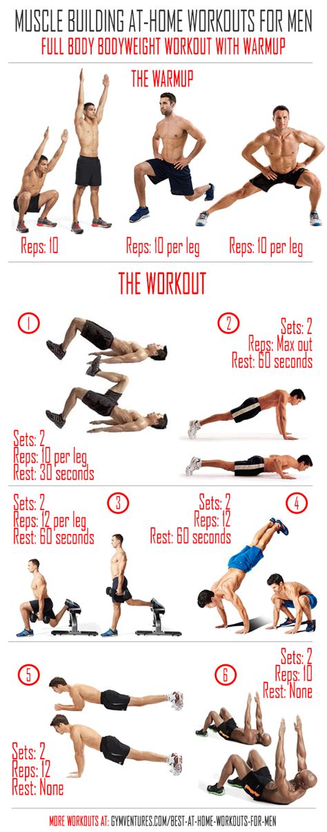 The best schedule to workout is the time when you can be most consistent. At Home Workouts for Men - 10 Muscle Building Workouts ...