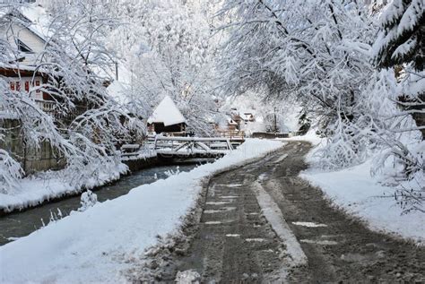 Beautiful Winter Mountain Landscapethe Romanian Carpathians Stock