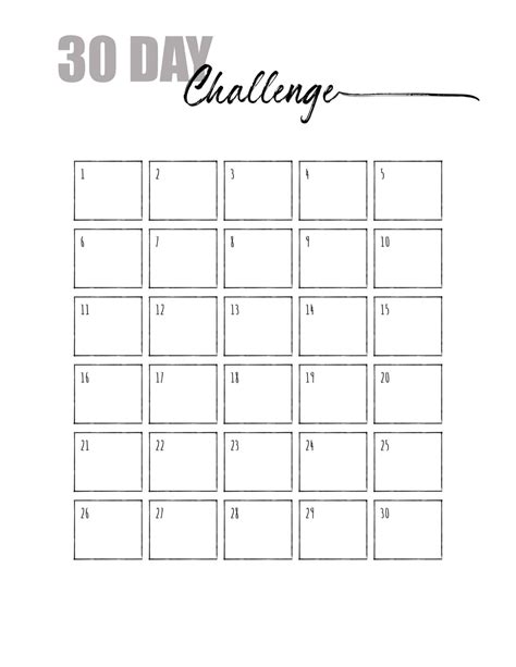 Free Printable Day Challenge Calendar