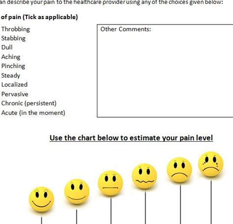 Pain Level Chart Free Microsoft Excel Templatespreadsheet Template Haven