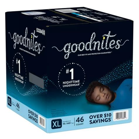 Goodnites Boys Nighttime Bedwetting Underwear Size Xl 46 Ct