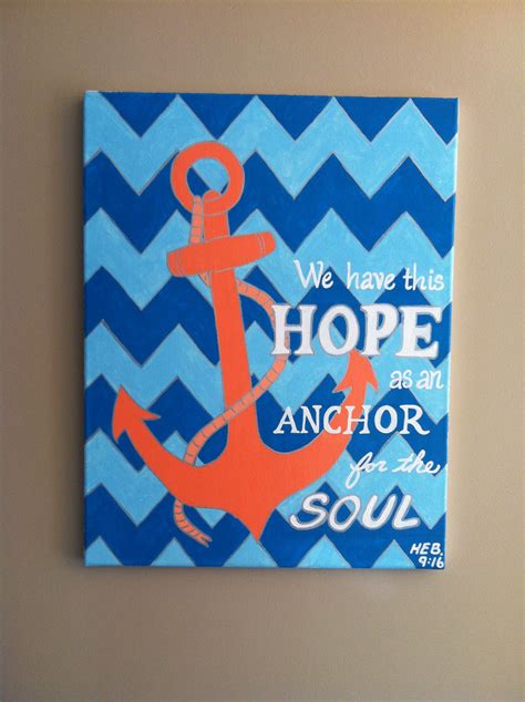 Painted Canvas With Chevron Anchor Canvas Painting Chevron Anchor