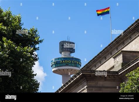Rainbow Flag Above The Radio City Tower Seen At The Liverpool Pride