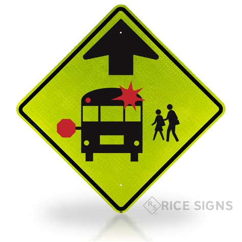 School Bus Stop Ahead Symbol Signs S3 1 Rice Signs