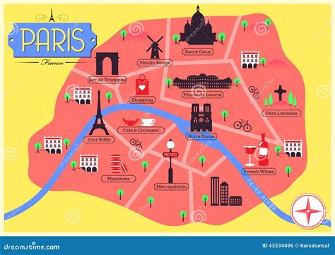 Vector Map Of Paris France Stock Vector Illustration Of Europe