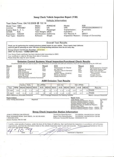 California Smog Certificate Tutoreorg Master Of Documents