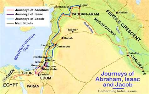 Map Of The Journeys And History Of Abraham Isaac And Jacob