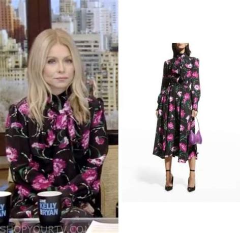 Kelly Ripa Live With Kelly And Ryan Black And Pink Floral Midi Dress