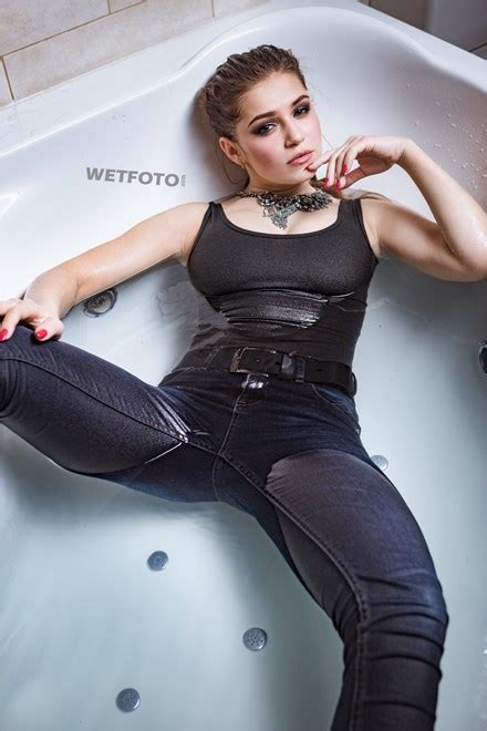Wetlook By Sexy Girl In Tight Jeans Jacket And Bodysuit In Bath Wetfoto Com