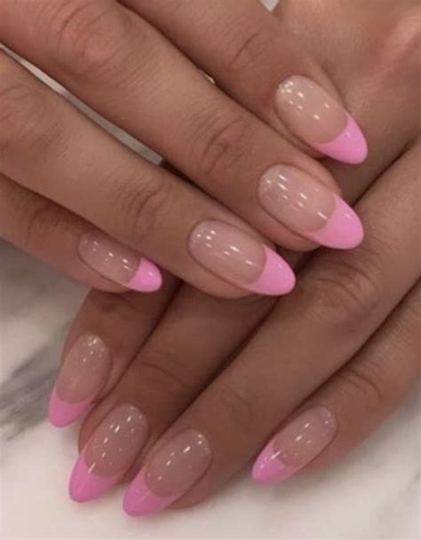 Pink French Manicure Pink French Nails Rounded Acrylic Nails French
