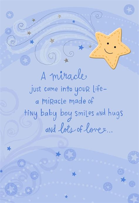 Baby shower cards can be funny or sweet. A Miracle Came Into Your Life New Baby Boy Card in 2020 ...