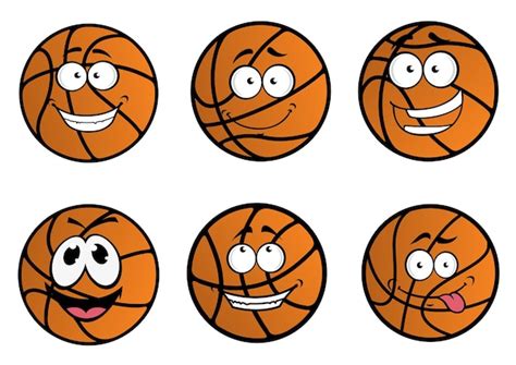 Premium Vector Cartooned Basketball Ball Characters With Funny Faces