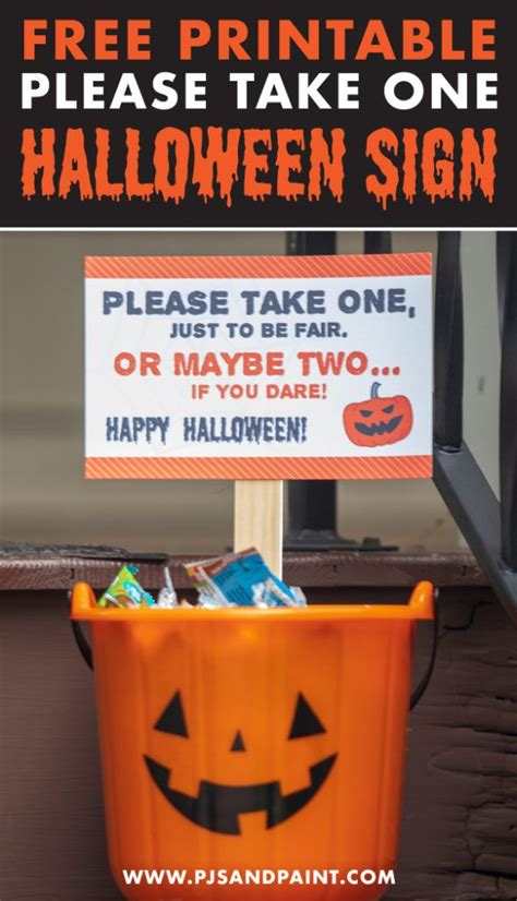 Free Printable Please Take One Halloween Sign Instant Download