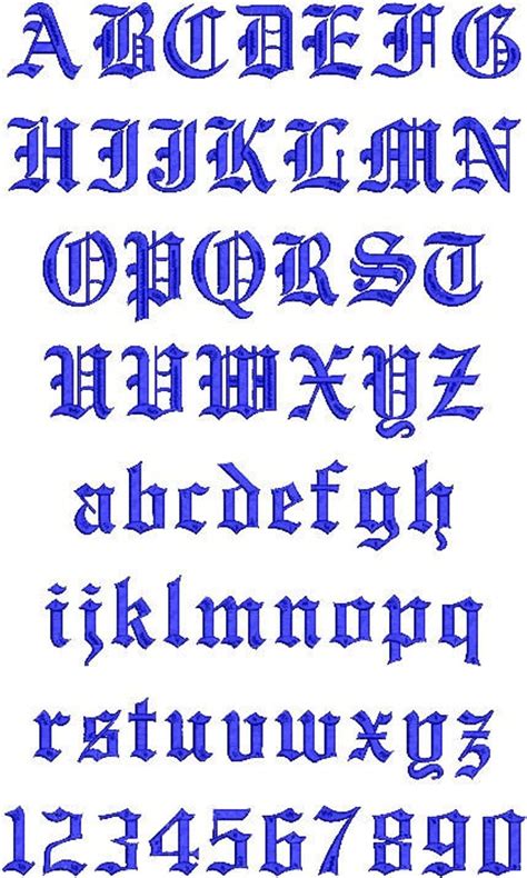 Old English Embroidery Machine Monogram Alphabet Font Set Etsy