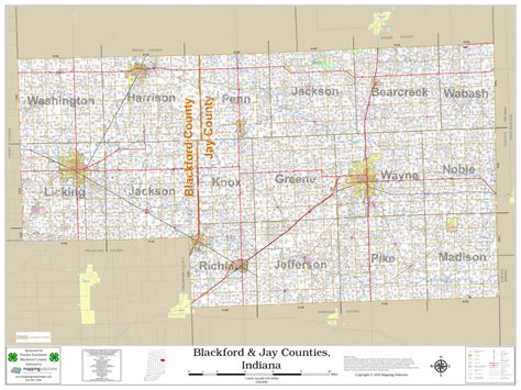 Blackford Jay County Indiana 2023 Wall Map Mapping Solutions