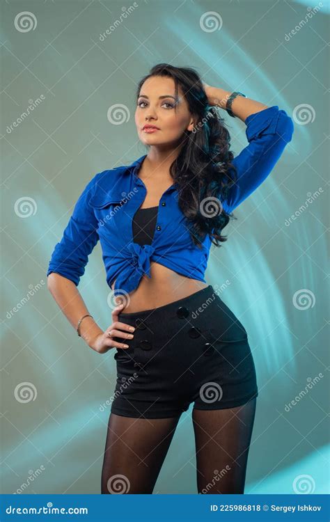 Sensual Super Skinny Brunette With Perfect Body Posing In Studio Stock Photo Image Of Black