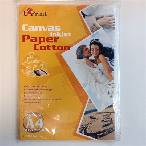 Canvas Inkjet Paper Cotton 260 Gm2 U Print 20 Hojas Tamaño A4 260 Gr