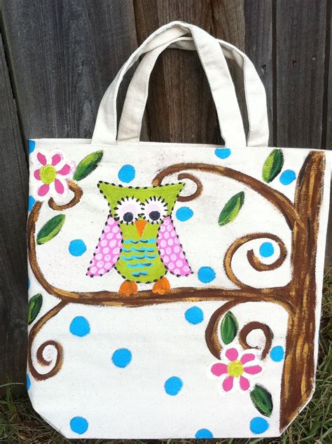 Owl Painted Canvas Bag Super Cute With Images Painted Canvas