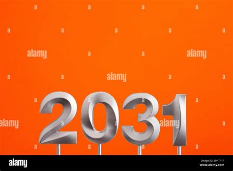 Achievements For The New Year 2031 Silver Number On Orange Foamy