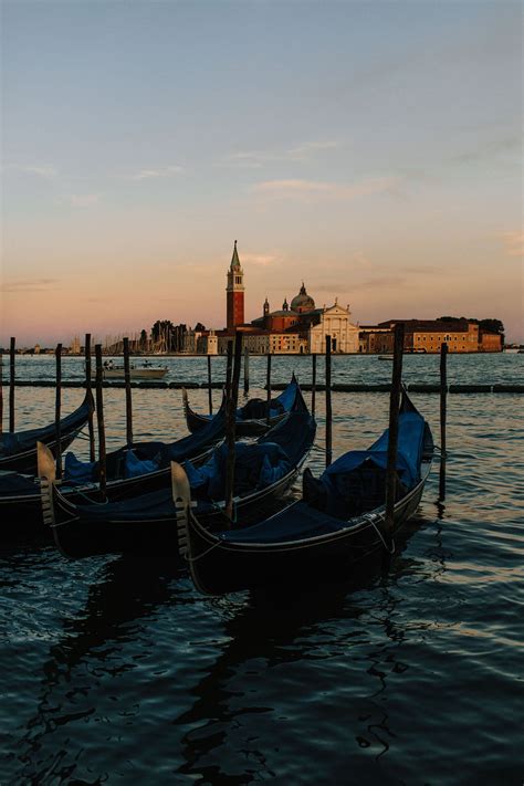 Vertical Photo Of Gondolas In Venice Venice Summer Sunset Etsy