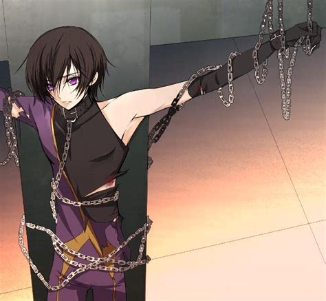 An Anime Character Is Chained Up To Chains And Holding His Arm Out With