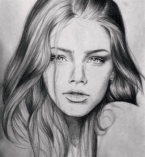 Pencil Sketch Girl Face