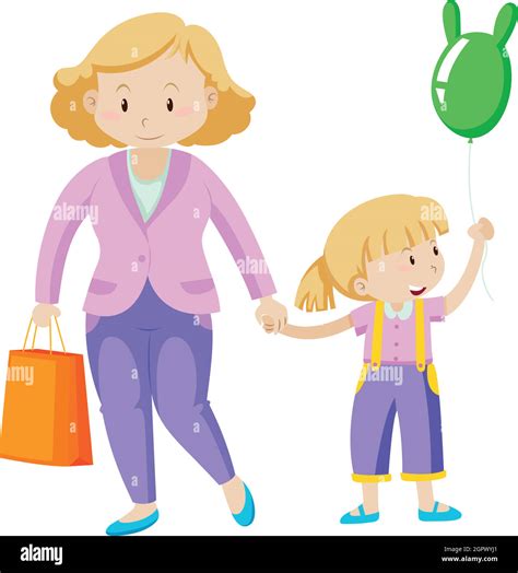 Mother And Daughter Holding Hand Stock Vector Image And Art Alamy