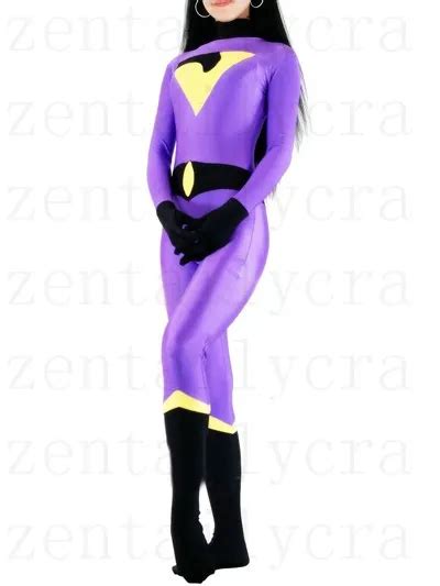 dark blue and purple and yellow dc comics the wonder twins jayna spandex superhero costume halloween