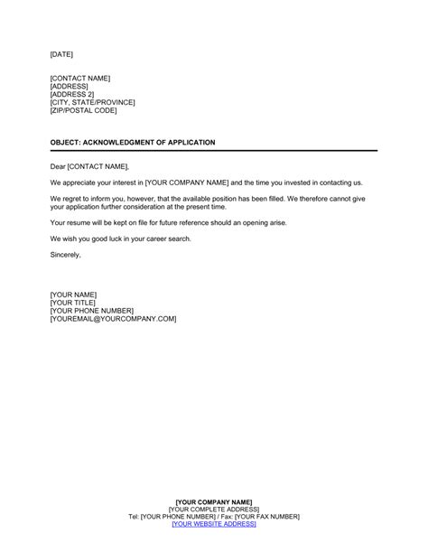 Sample Candidate Rejection Letter Database Letter Template Collection