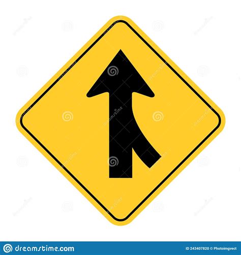Merges Right Traffic Road Sign Stock Vector Illustration Of Curve